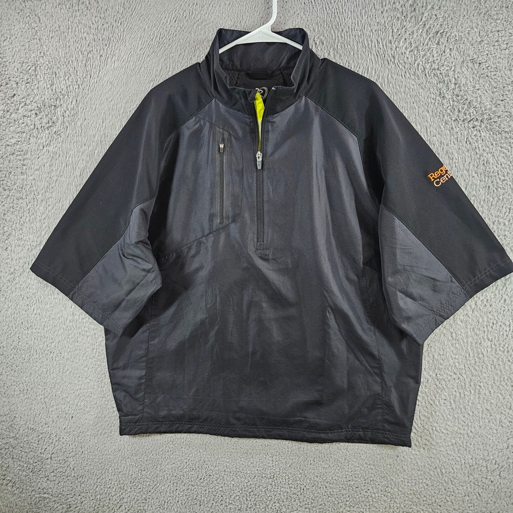 Zero Restriction Tour Series Mens Black Quarter Zip Short Sleeve Golf Windshirt